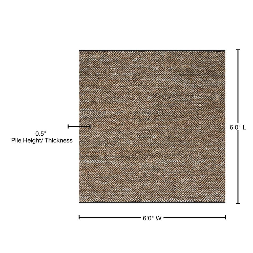 Handmade Beige and Black Cowhide 6' Square Area Rug