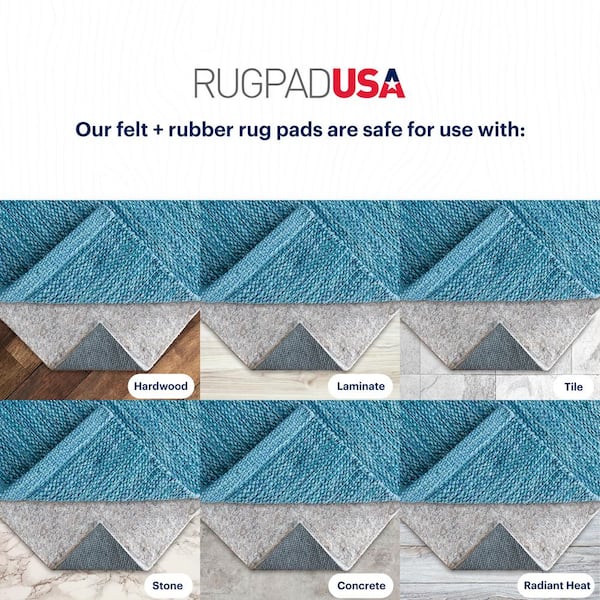 RUGPADUSA - Dual Surface - 2'6 x 8' - 1/4 Thick - Felt + Rubber