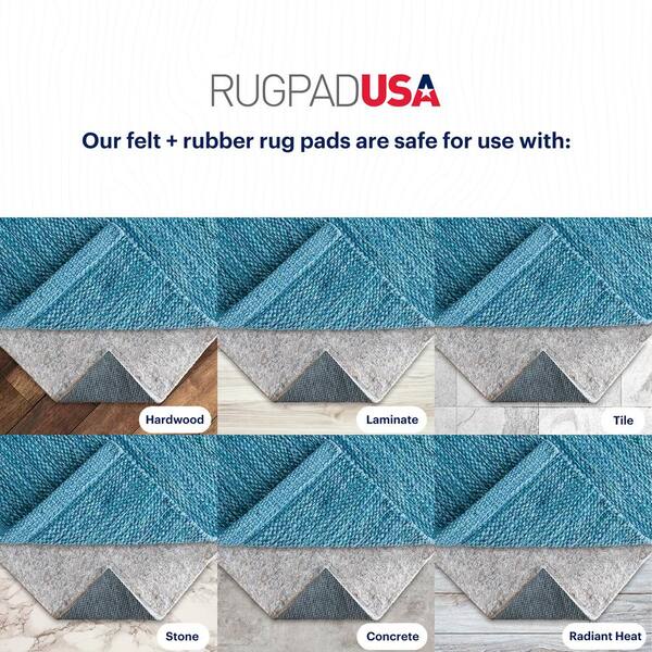 RugPadUSA Essentials 2 ft. 6 in. x 9 ft. Runner Felt + Rubber Non-Slip 1/8 in. Thick Rug Pad