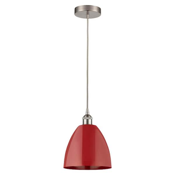 Plymouth Dome 100-Watt 1-Light Brushed Satin Nickel Standard Mini Pendant Light with Metal Shade