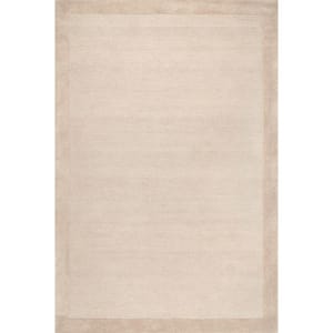 Marianne Handmade Wool Border Beige 8 ft. x 10 ft. Area Rug