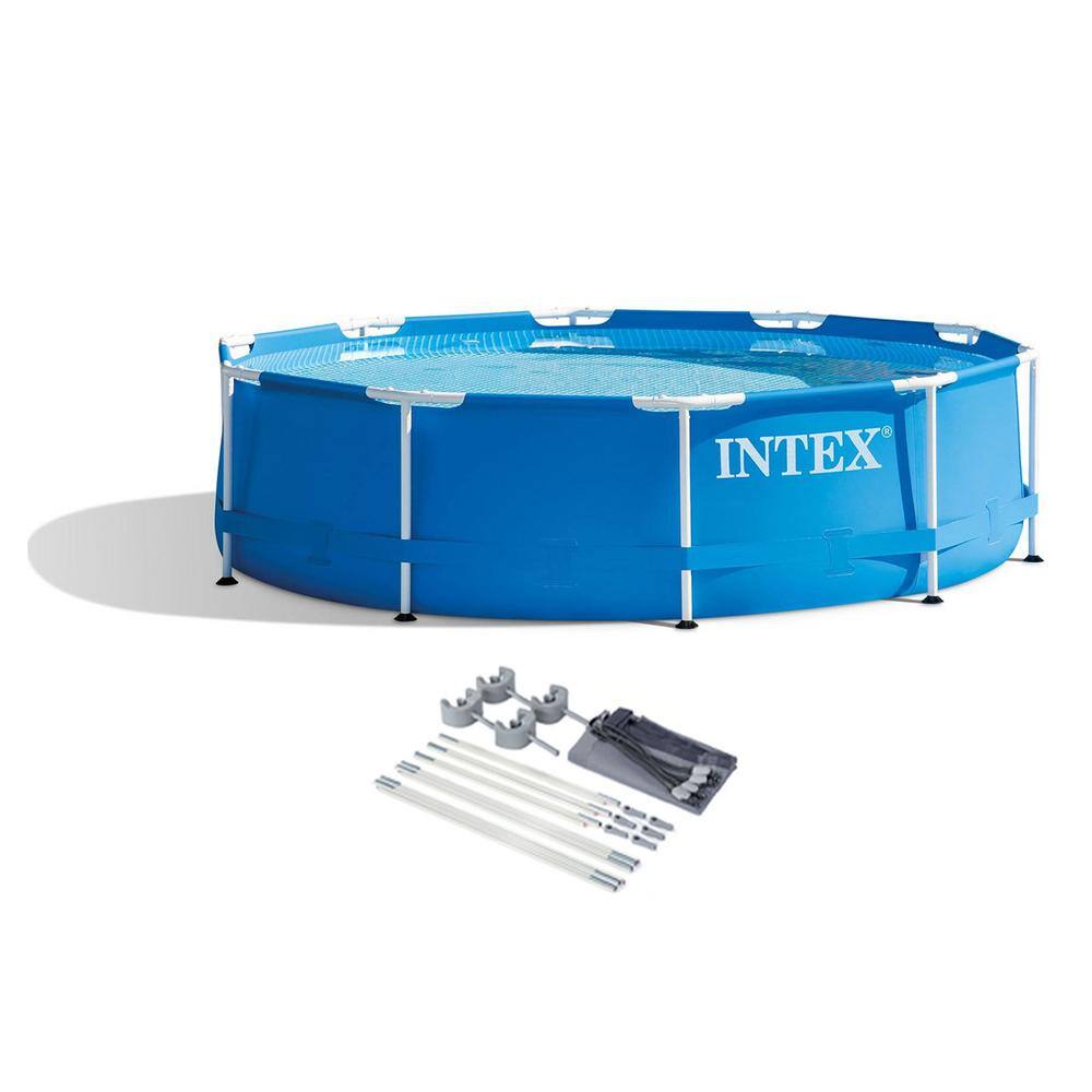 Intex 10 ft. x 30 in. Above Ground Swimming Pool and Protective Canopy ...