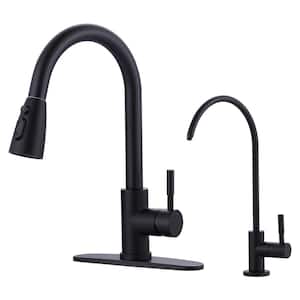 Single Handle Pull Down Sprayer Kitchen Faucet with Water Filter Faucet in Matte Black