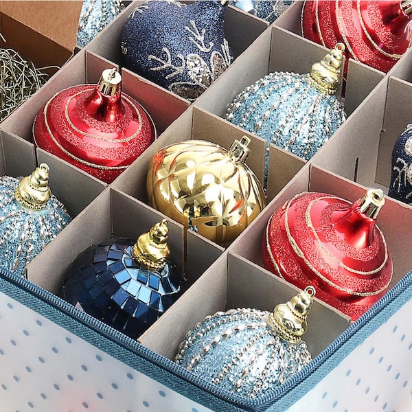 HEARTH & HARBOR Blue Polyethylene Large Christmas Ornament Storage