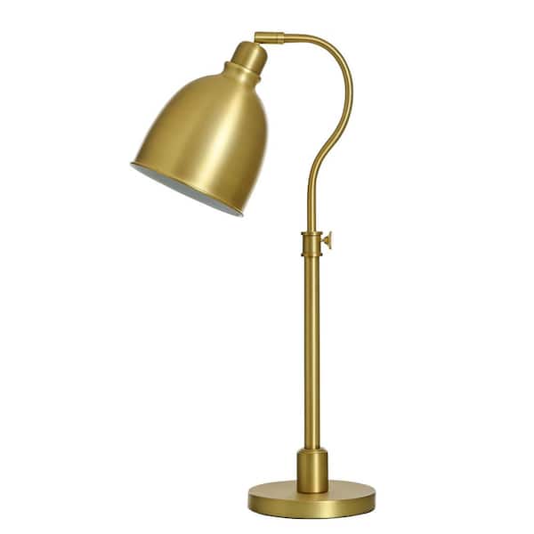 StyleCraft Satin Brass Table Lamp with Brass Metal Shade 29 in.