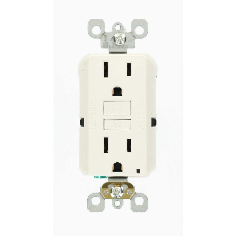 Leviton 15 Amp Self-Test SmartlockPro Slim Duplex GFCI Outlet, White GFNT1-KW R12-GFNT1-0KW - The Home Depot