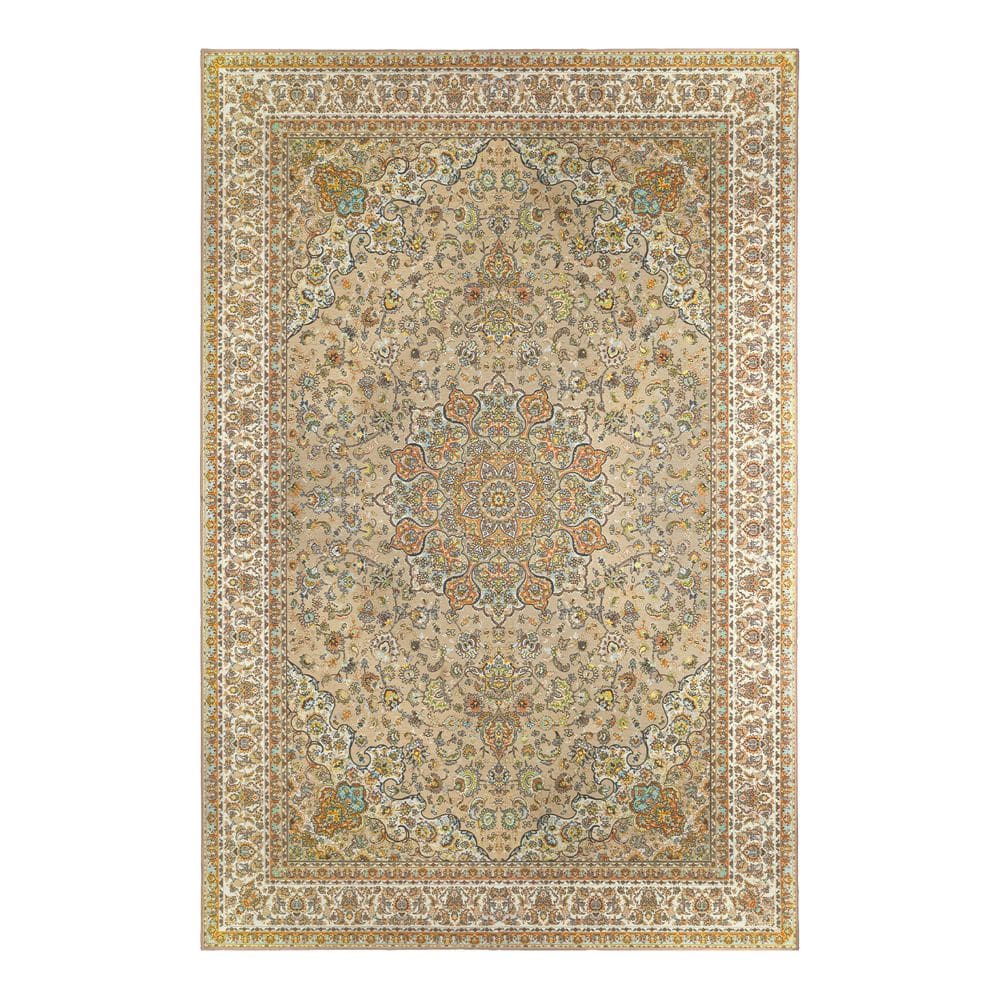 My Magic Carpet Kenya Beige/Multi-colored Washable Rug 6 ft. x 9