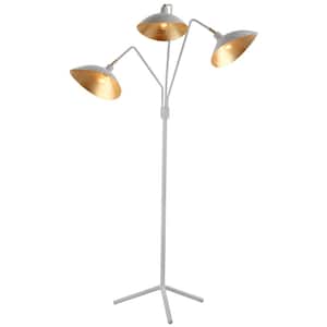 Iris 69.5 in. White Floor Lamp with Gold Accent Interior Shade