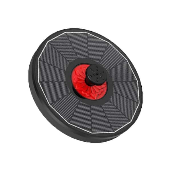 Solar Fountain with Red Flower Attracts Birds Black 3.5W Solar Bird Bath Fountains with 7 Nozzles for Garden Pool Pond
