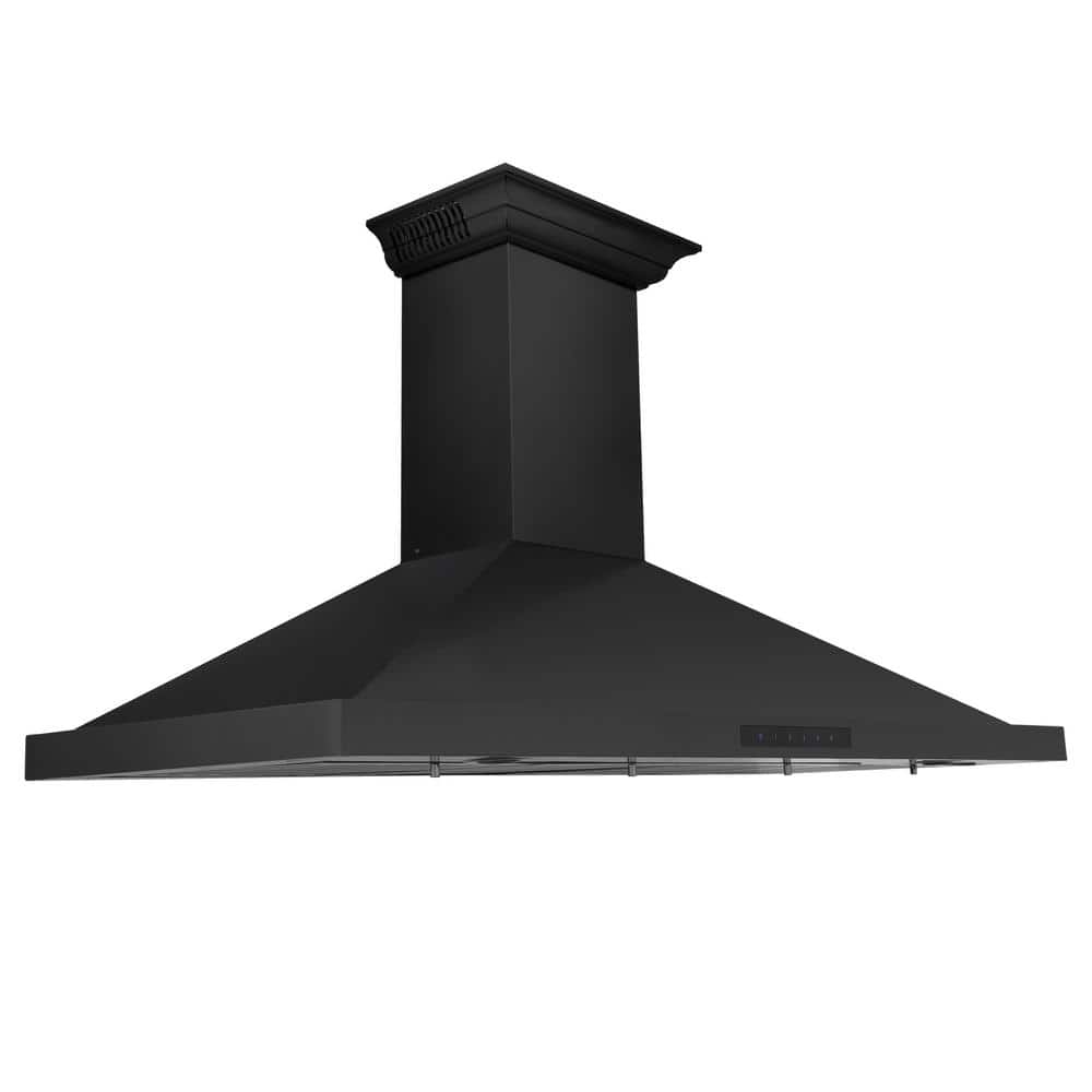 48 in. 400 CFM Ducted Vent Wall Mount Range Hood in Black Stainless Steel w/ Built-in CrownSound Bluetooth Speakers