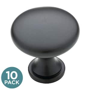 Classic Round 1-1/4 in. (32 mm) Matte Black Solid Cabinet Knob (10-Pack)