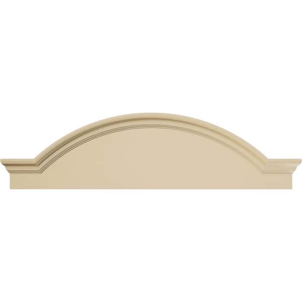 Ekena Millwork 54-in W x 14-1/2-in H x 2-1/2-in P Segment Arch W/Flankers Smooth Signature Urethane Pediment, Primed Tan