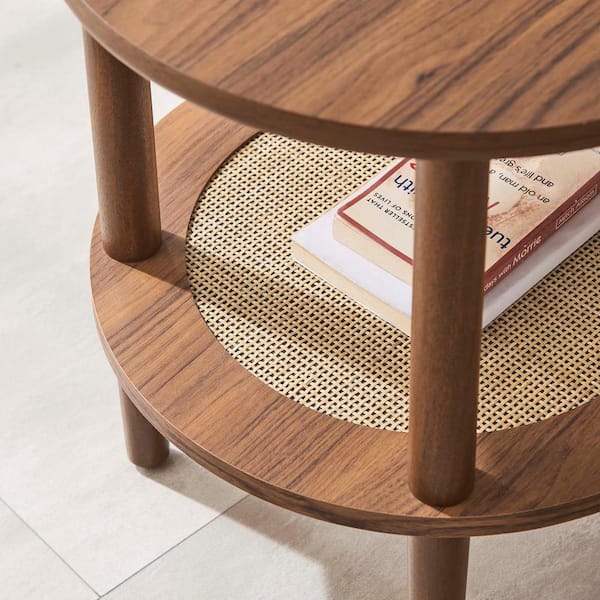 MODWAY Torus Round Side Table in Walnut EEI-6527-WAL - The Home Depot