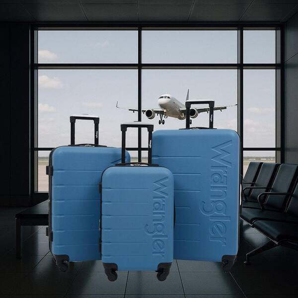 TCL Wrangler 3-Piece Blue Heaven Rolling Hard Side Luggage Set 360