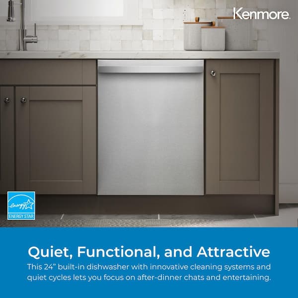 24 in. Top Control Standard Built-In Dishwasher in White with Turbo Dry, Easy Flex 3rd Rack, 8 Cycles, 45 dBA