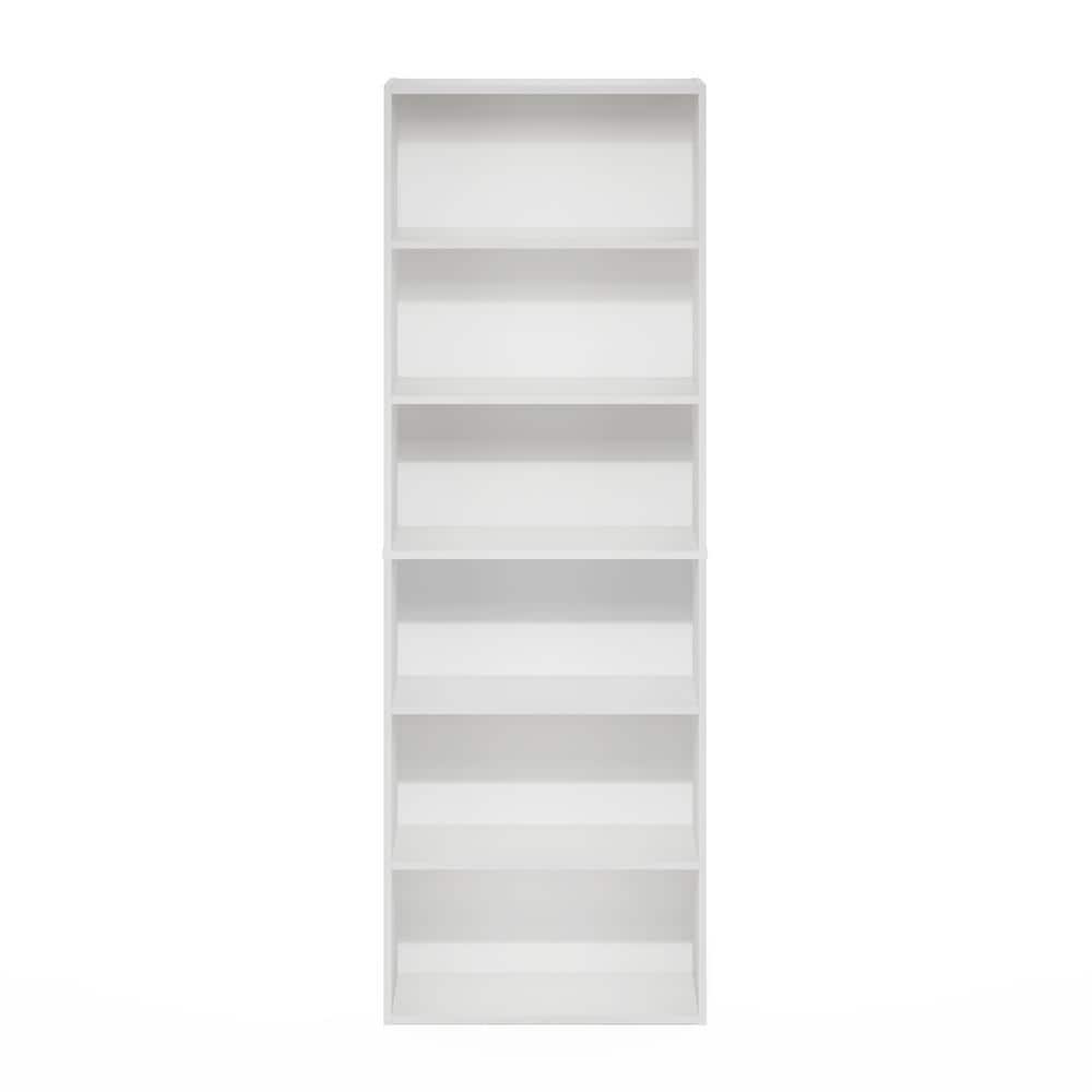 White Tall 6-Tier Open Storage Bookcase