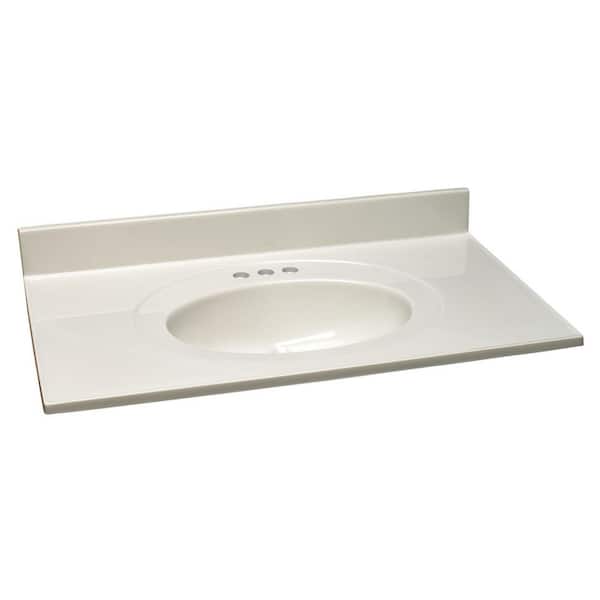 Design House 37 in. W Cultured Marble Vanity Top with White on White Bowl
