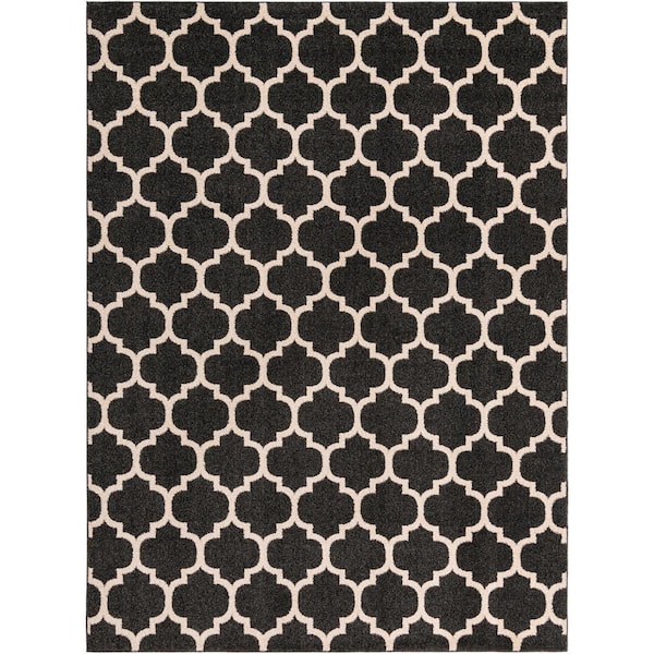 Unique Loom Trellis Philadelphia Black/Beige 9' 0 x 12' 0 Area Rug