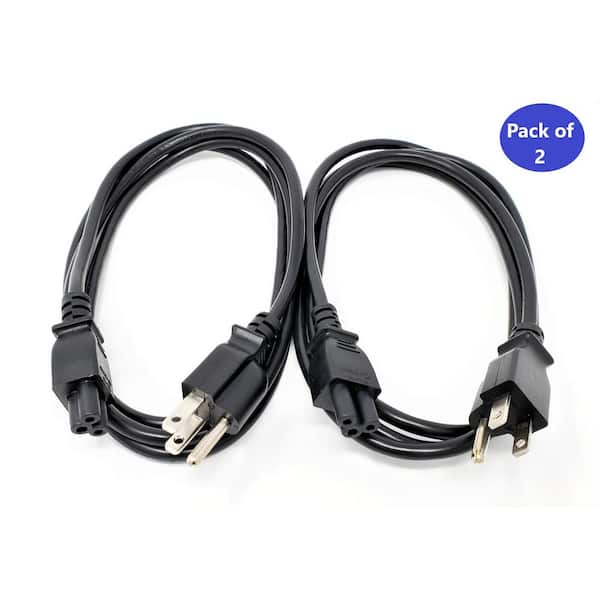 Micro Connectors, 6 ft. NEMA 5-15P to C5 18AWG 3-Prong TV /Power Cord, UL Approved in Black (2 per box) M05-126-2P - The Home Depot