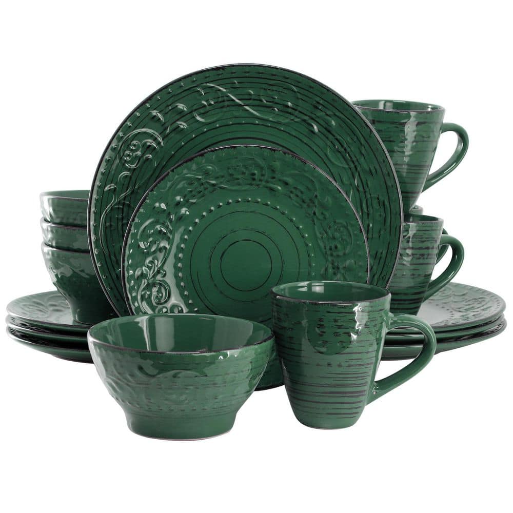 Pacifica Emerald Coast 16-Piece Dinnerware Set in Dark Green