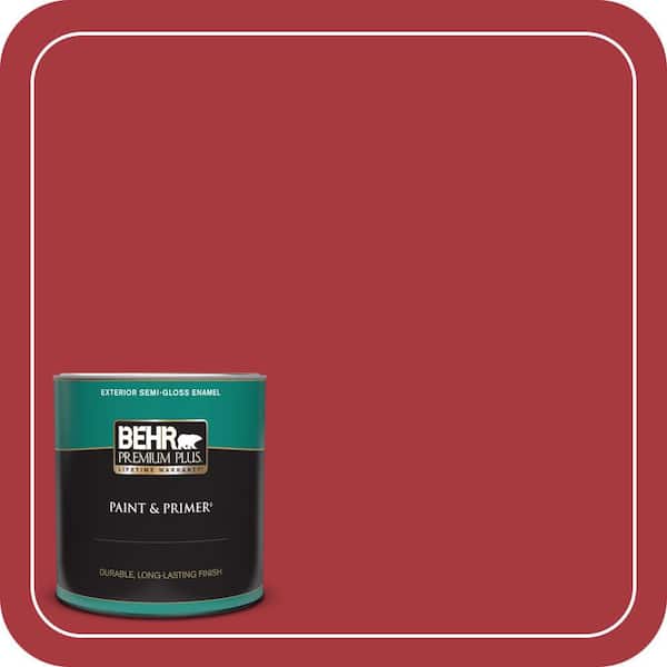 BEHR PREMIUM PLUS 1 qt. #BXC-03 Scarlet Semi-Gloss Enamel Exterior Paint & Primer