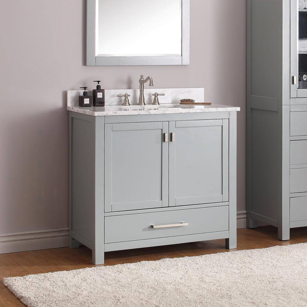 Modero 36'' Chilled Gray Solid Wood Single Vanity Base