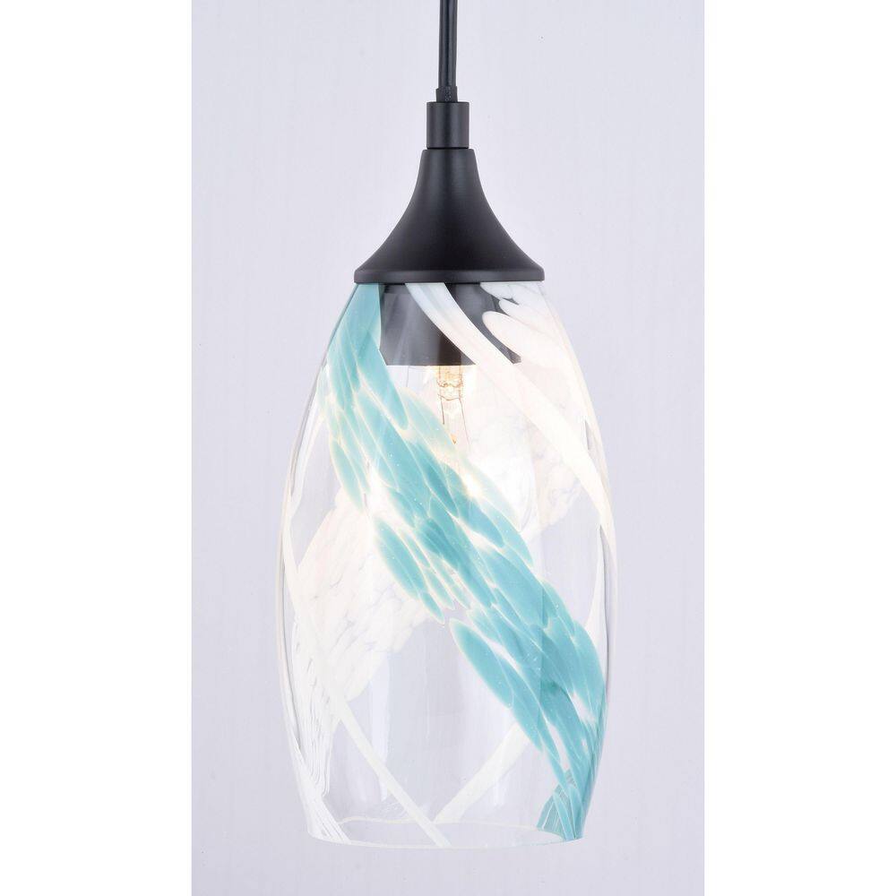 Milano Oil Rubbed Bronze Mini Pendant with Hand-Blown Glass Shade