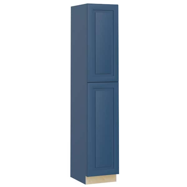 Home Decorators Collection Grayson 18 in. W x 24 in. D x 96 in. H Assembled Plywood Pantry Kitchen Cabinet in Mythic Blue with Soft Close LH