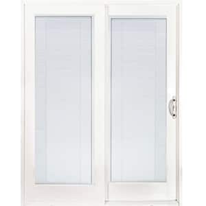 60 in. x 80 in. Smooth White Right-Hand Composite Sliding Patio Door with Low-E Built in Blinds