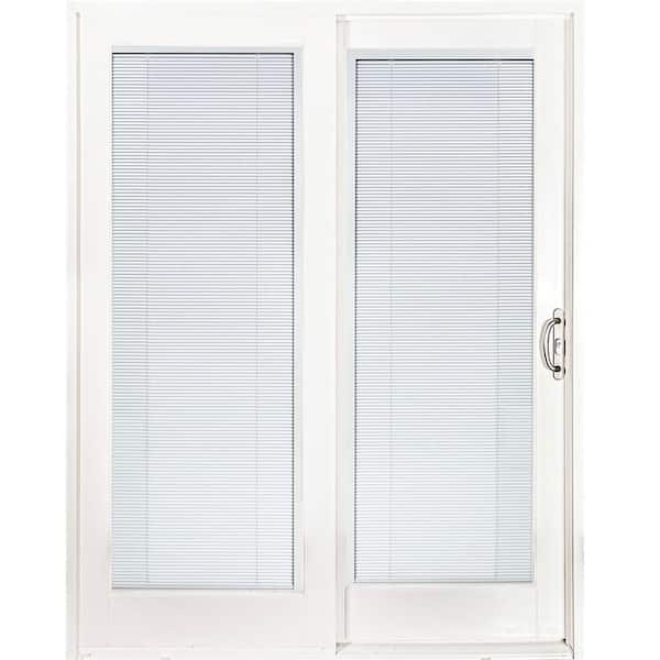 MP Doors 60 in. x 80 in. Smooth White Right-Hand Composite Sliding Patio Door with Low-E Built in Blinds