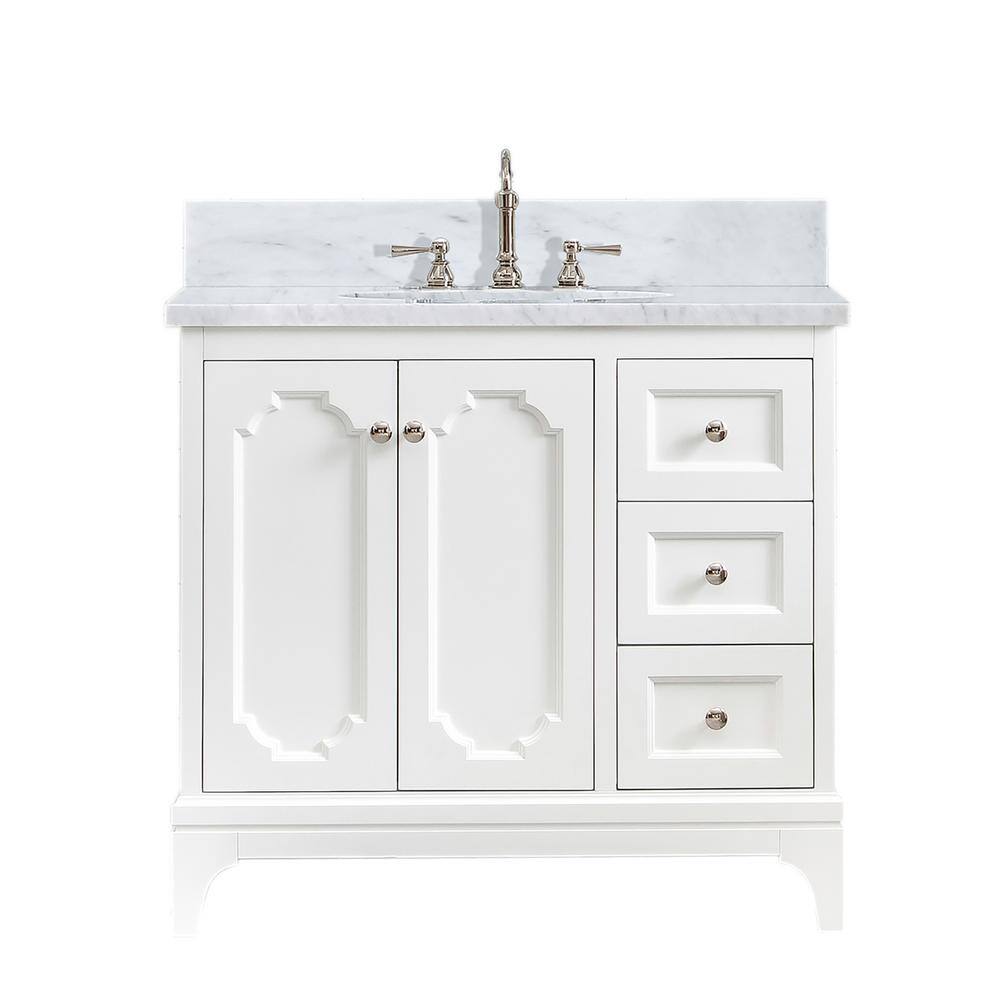 Water Creation Queen 36 in. W x 22 in. D Bath Vanity in Pure White with ...