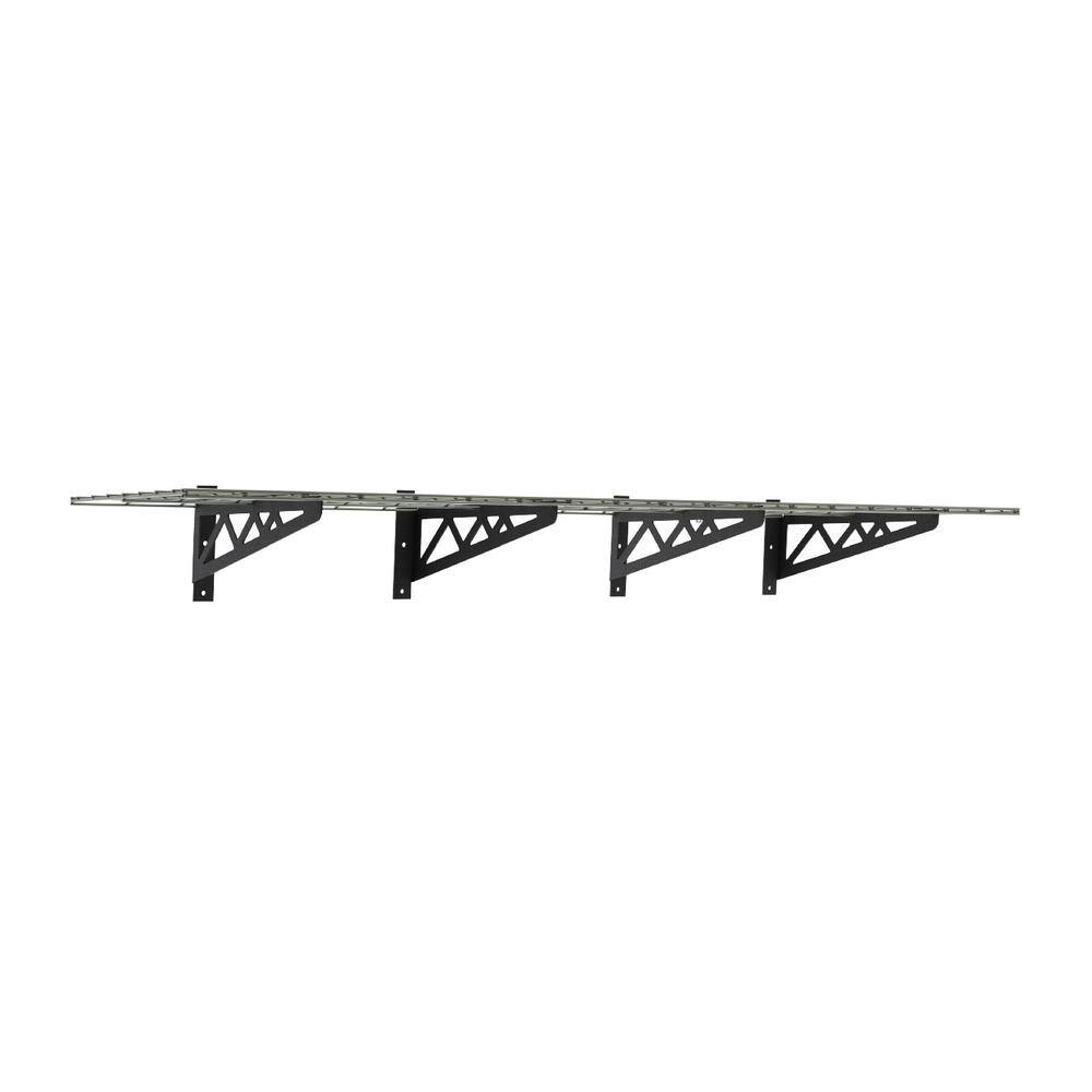 18" x 36" White Powder-Coated Steel Wall-Mounted Shelves with Hooks