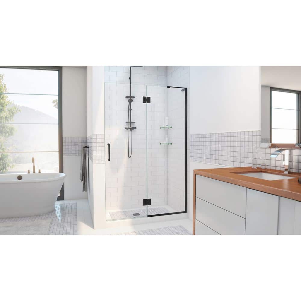 Unidoor-X 48" x 72" Frameless Hinged Shower Door in Matte Black