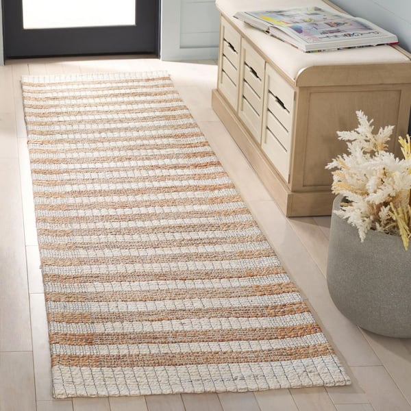 Natural Fiber 2 ft. x 8 ft. Natural/Ivory Striped Runner Rug
