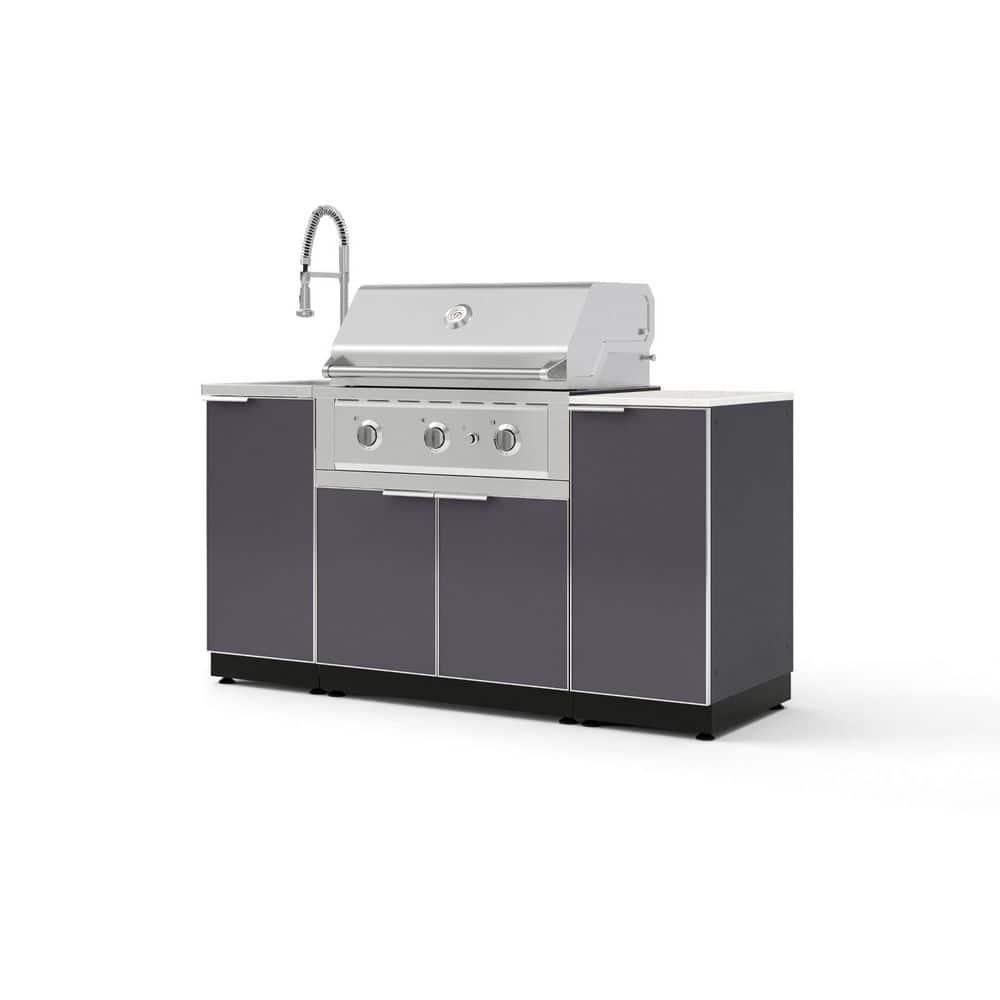 "Outdoor Kitchen 5-Piece 3-Burners Propane Grill Island in Gray w/33"" Performance Grill & Dekton Aeris- Countertop" price history on PriceWatchPro
