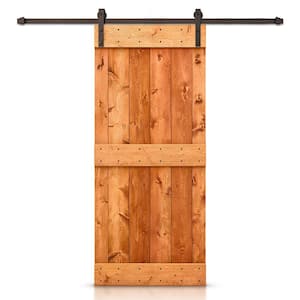 Mid-bar Series 30 in. x 84 in. Pre-Assembled Red Walnut Stained Wood Interior Sliding Barn Door with Hardware Kit