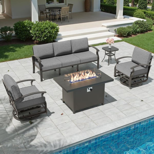 Zerpod 5-Piece Aluminum Patio Conversation Sectional Seating Set