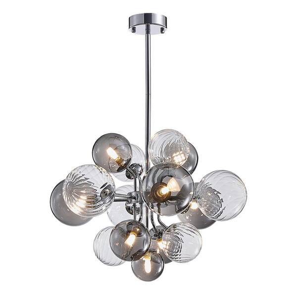 HUOKU Tauvy 8-Light Polished Chrome Bubble Sputnik Cluster Tiered