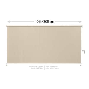 Champagne Cordless 95% UV Blocking Fade Resistant Fabric Exterior Roller Shade 120 in. W x 96 in. L