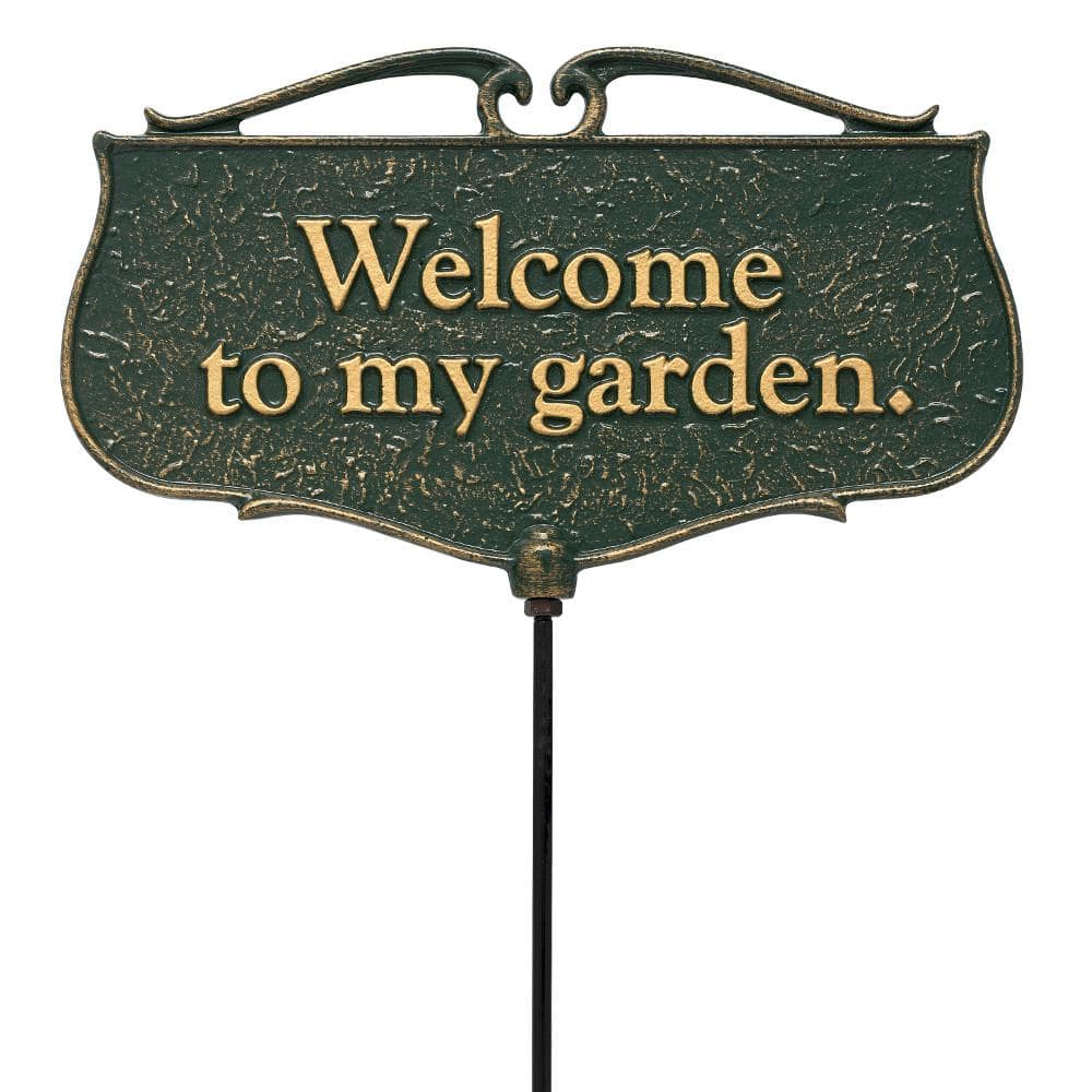 UPC 719455100424 product image for Welcome To My Garden Poem Sign Green/Gold | upcitemdb.com