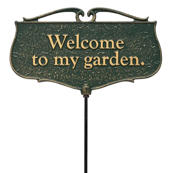 Whitehall Products Welcome To My Garden Poem Sign Green/Gold