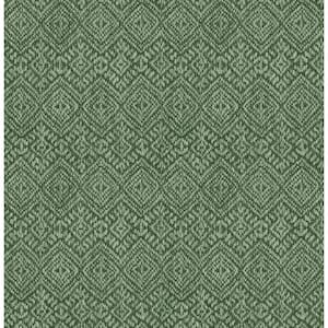 Gallivant Green Woven Geometric Wallpaper