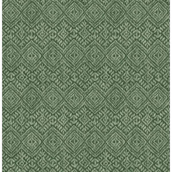 A-Street Prints Gallivant Green Woven Geometric Wallpaper