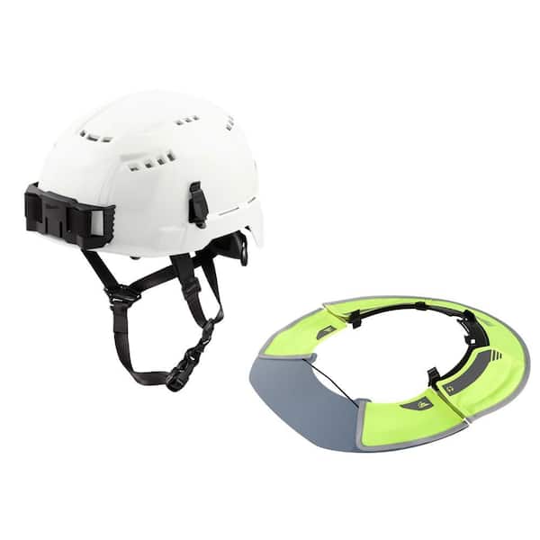 Milwaukee BOLT White Type 2 Class C Vented Safety Helmet W/ BOLT Tinted Brim High Visibility Visor with 360-Degree UV Protection