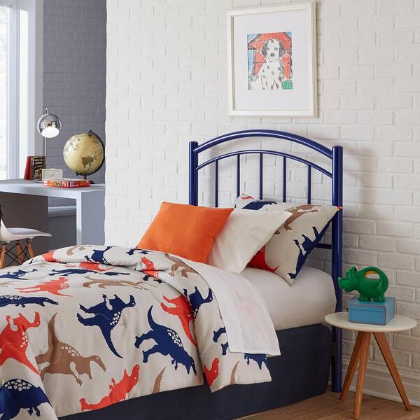 Fashion Bed Group Rylan Cadet Blue Twin Headboard with Metal Duo Panels