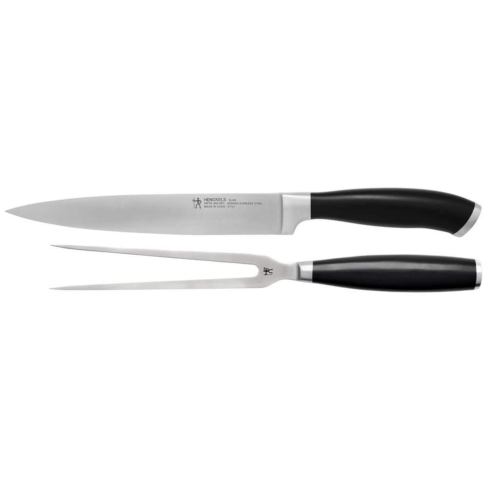 Elan Stainless Steel 2-Piece Carving Knife Set with Block