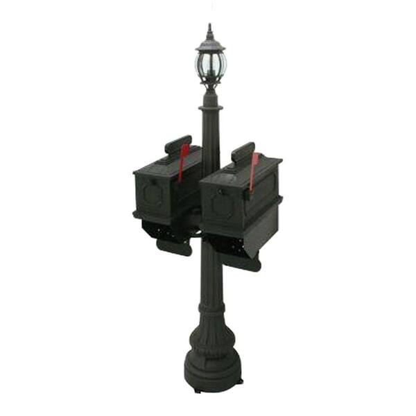 Postal Products Unlimited 1812 Port Angeles 2-Compartment Plastic Black Mailbox with Lantern