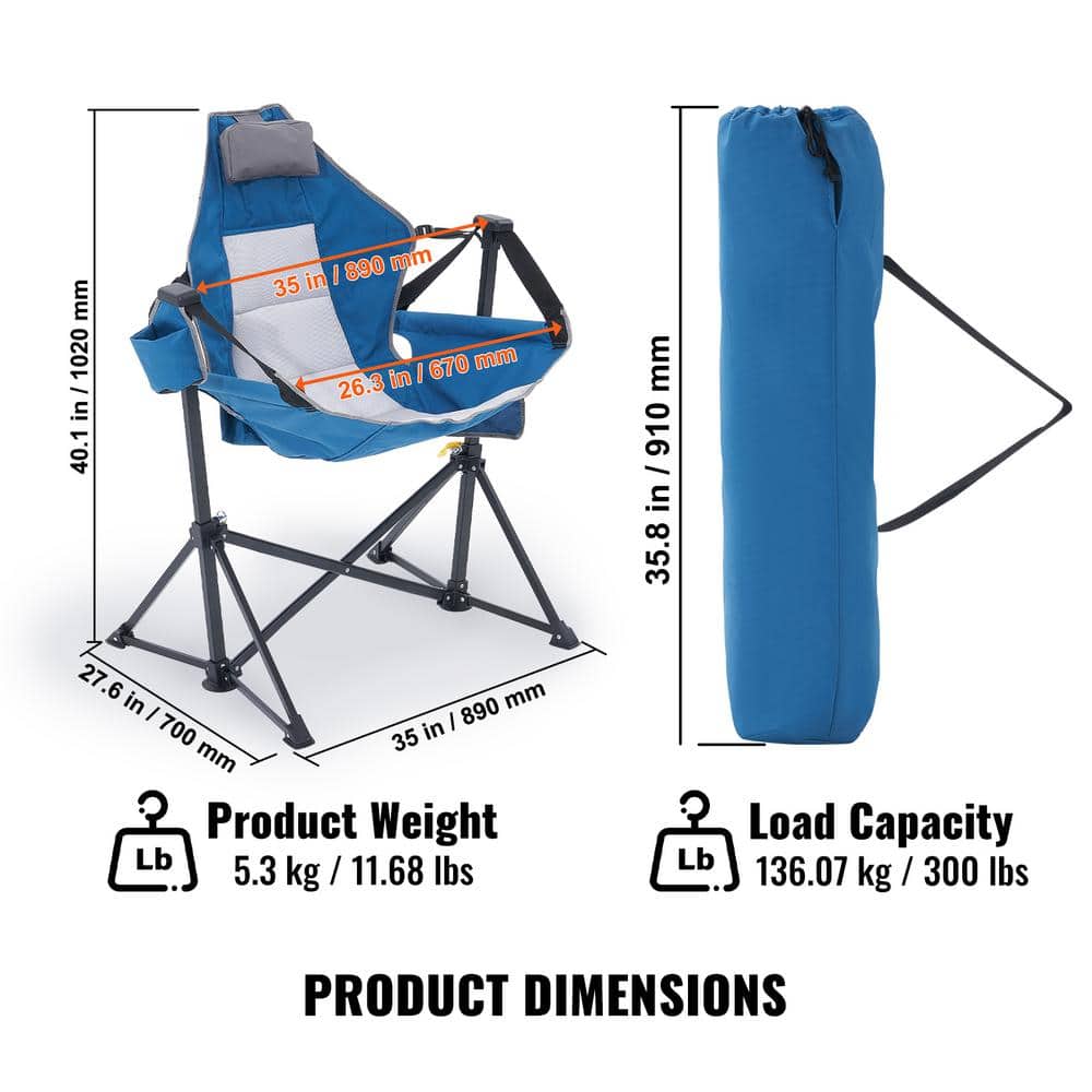 Blue Mesh and Steel Reclining Camping Hammock Chair