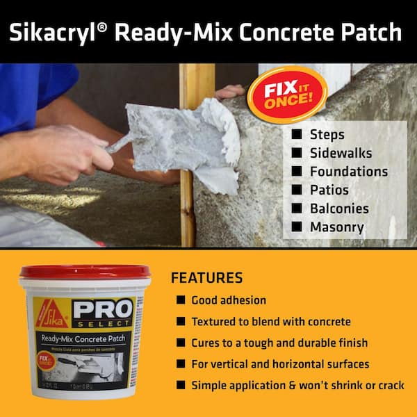 Sika Qt. Ready-Mix Concrete Patch Repair, Textured Concrete Patch - The Depot