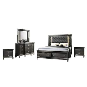 Bellagio 5-Piece Metallic Gray Eastern King Platform Bedroom Set with Nightstand